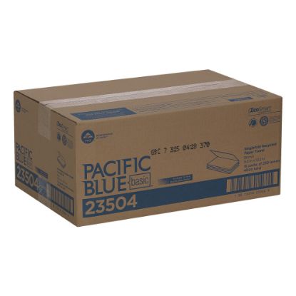 Picture of Pacific Blue Basic by GP PRO Single-Fold 1-Ply Paper Towels, 100% Recycled, Brown, Pack Of 4000 Sheets