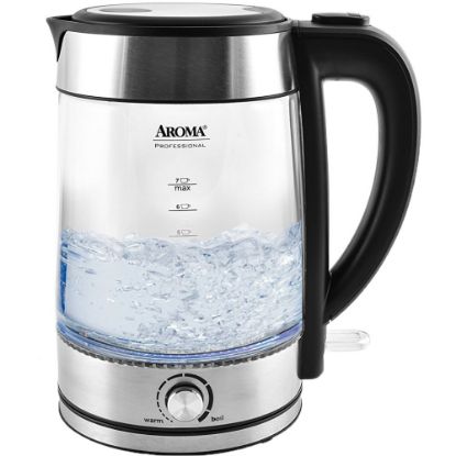 Picture of Aroma 1.7L Stainless Steel Electric Kettle, 9-1/2inH x 8-3/4inW x 6inD, Silver