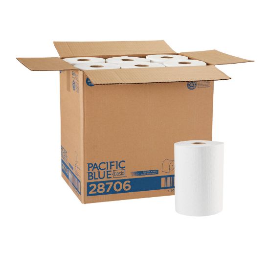 Picture of Pacific Blue Basic by GP PRO 1-Ply Paper Towels, 350ft Per Roll, Pack Of 12 Rolls