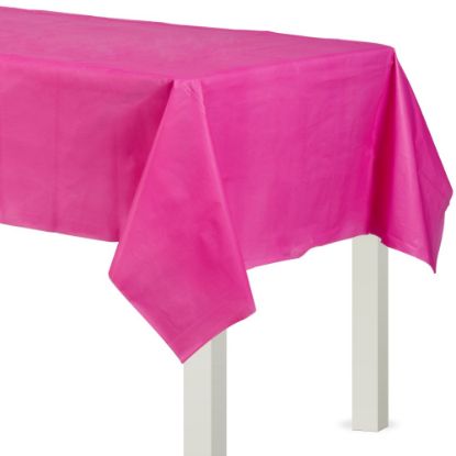 Picture of Amscan Flannel-Backed Vinyl Table Covers, 54in x 108in, Bright Pink, Set Of 2 Covers