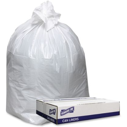 Picture of Genuine Joe Low Density White Can Liners - 60 gal Capacity - 38in Width x 58in Length - 0.90 mil (23 Micron) Thickness - Low Density - White - 100/Carton - Can, Waste Disposal - Recycled