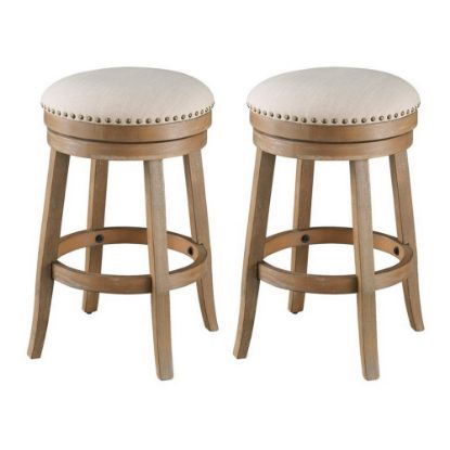 Picture of Coast to Coast Swivel Counter Stools, Oatmeal/Brown, Set Of 2 Stools