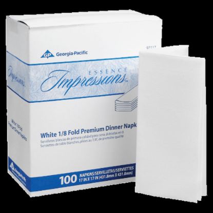 Picture of Georgia-Pacific Essence 1-Ply Replacement Linen Napkins, 17in x 17in, White, 100 Napkins Per Pack, Case Of 4 Packs