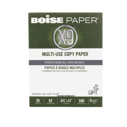 Picture of Boise X-9 3-Hole Punched Multi-Use Printer & Copy Paper, White, Letter (8.5in x 11in), 500 Sheets Per Ream, 20 Lb, 92 Brightness