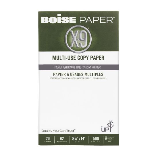 Picture of Boise X-9 Multi-Use Printer & Copy Paper, 1 Ream, White, Legal (8.5in x 14in), 500 Sheets Per Ream, 20 Lb, 92 Brightness