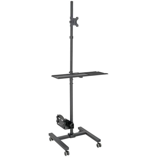 Picture of Eaton Tripp Lite Series Mobile Workstation with Monitor Mount - For 17in to 32in Displays, Height Adjustable - Up to 32in Screen Support - 17.64 lb Load Capacity - 70.1in Height x 25.7in Width x 21in Depth - Floor - Steel - Black