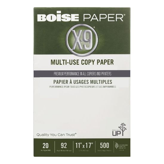 Picture of Boise X-9 Multi-Use Printer & Copy Paper, 1 Ream, White, Ledger (11in x 17in), 500 Sheets Per Ream, 20 Lb, 92 Brightness