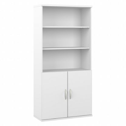 Picture of Bush Business Furniture Hybrid 73inH 5-Shelf Bookcase With Doors, White, Standard Delivery