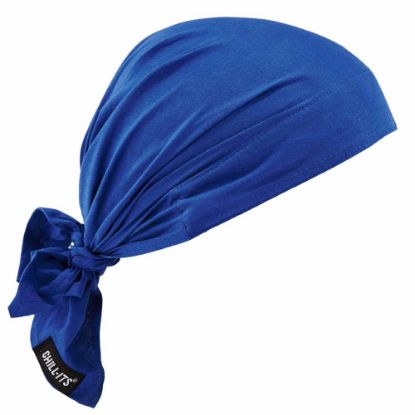 Picture of Ergodyne Chill-Its 6710CT Evaporative Cooling Triangle Hats With Cooling Towels, Solid Blue, Pack Of 6 Hats