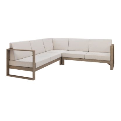 Picture of Linon Boleyn Outdoor Sectional Sofa, 33inH x 90-2/5inW x 30-1/4inD Beige/Natural