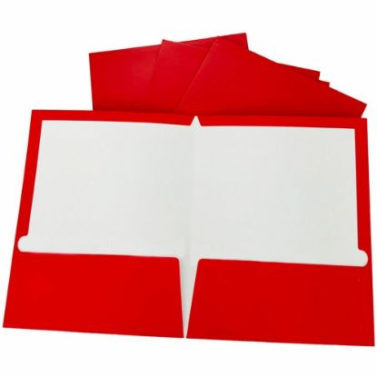 Picture of Business Source Letter Pocket Folder - 8 1/2in x 11in - 100 Sheet Capacity - 2 Internal Pocket(s) - Card Paper - Red - 25 / Box