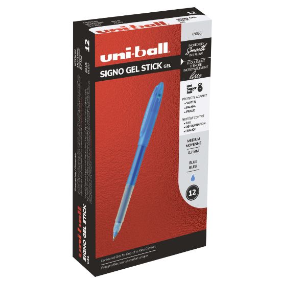 Picture of uni-ball Gelstick Pens, Medium Point, 0.7 mm, Blue Barrel, Blue Ink, Pack Of 12