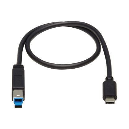 Picture of Tripp Lite USB C to USB Type B Cable USB Type C 3.1 Gen 2, 10 Gbps M/M 20in - First End: 1 x Type B Male USB - Second End: 1 x Type C Male USB - 10 Gbit/s - Nickel Plated Connector - Gold Plated Contact - Black