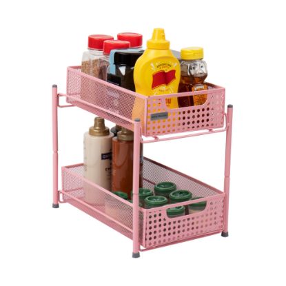 Picture of Mind Reader 2-Tier Mesh Cabinet Basket, Medium Size, Pink