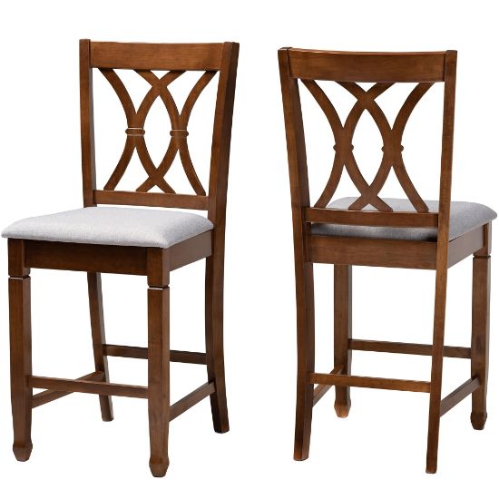 Picture of Baxton Studio Reneau Counter Stools, Gray/Walnut, Set Of 2 Stools