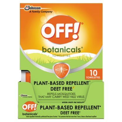 Picture of OFF! Botanicals Insect Repellent, 0.123 Oz, 10 Wipes Per Pack, Carton Of 8 Packs