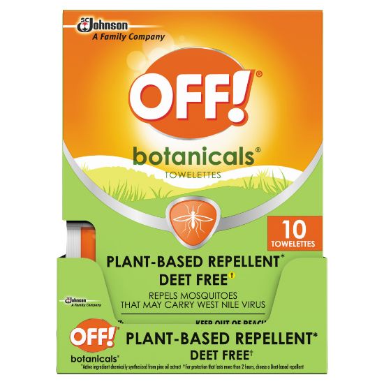 Picture of OFF! Botanicals Insect Repellent, 0.123 Oz, 10 Wipes Per Pack, Carton Of 8 Packs