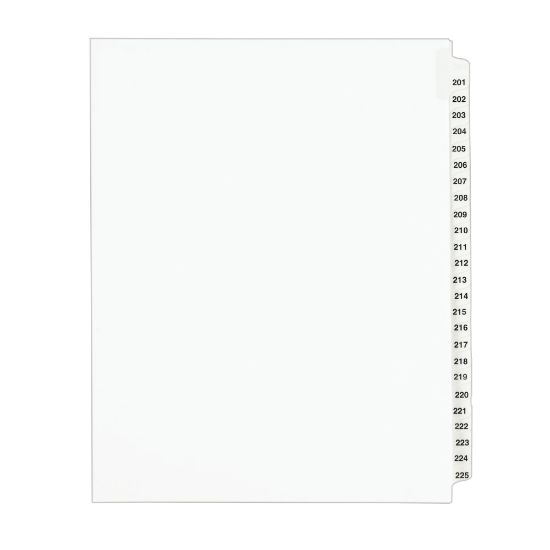 Picture of Avery Standard Collated Legal Dividers Avery Style, 8 1/2in x 11in, White Dividers/White Tabs, 201-225 Tab Set, Pack Of 25