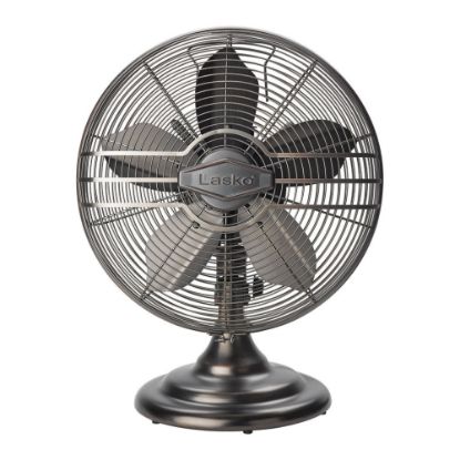 Picture of Lasko 12in Classic Metal Table Fan - 12in Diameter - 3 Speed - Quiet, Carrying Handle, Oscillating - 17.3in Height x 13.3in Width - Metal