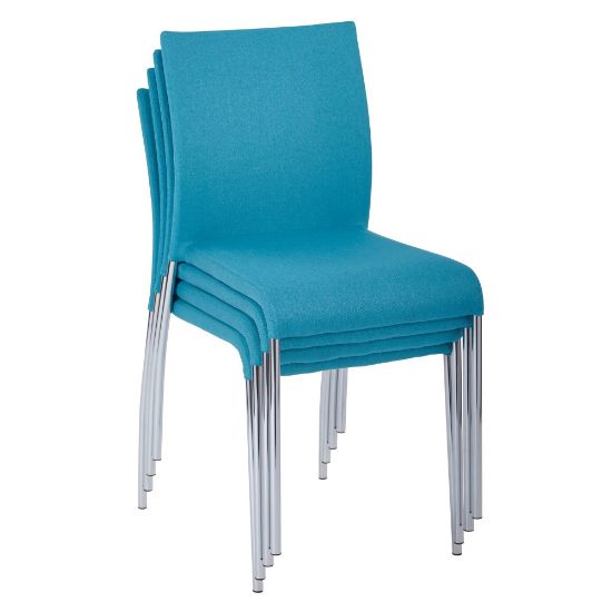 Picture of Ave Six Conway Stacking Chairs, Aqua/Silver, Set Of 4