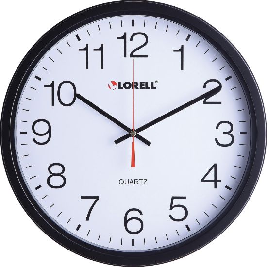 Picture of Lorell 12-1/2in Slimline Wall Clock - Analog - Quartz - Black - Modern Style