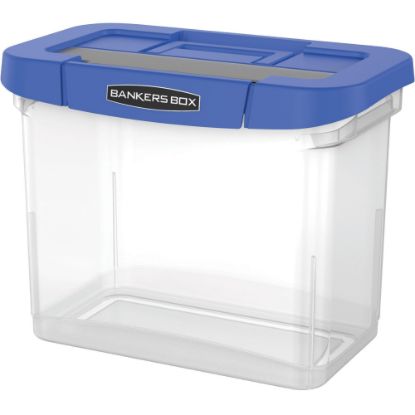 Picture of Bankers Box Heavy-Duty Portable Storage File Box, 10 3/4in x 6 3/4in x 11 3/4in, Blue/Clear