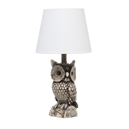 Picture of Simple Designs Woodland Gazing Night Owl Table Lamp, 19-7/8inH, White/Brown