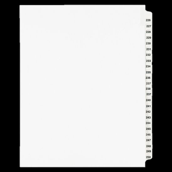 Picture of Avery 20% Recycled Preprinted Laminated Gold-Reinforced Tab Dividers, 8 1/2in x 11in, White Dividers/White Tabs, 226-250, Pack Of 25