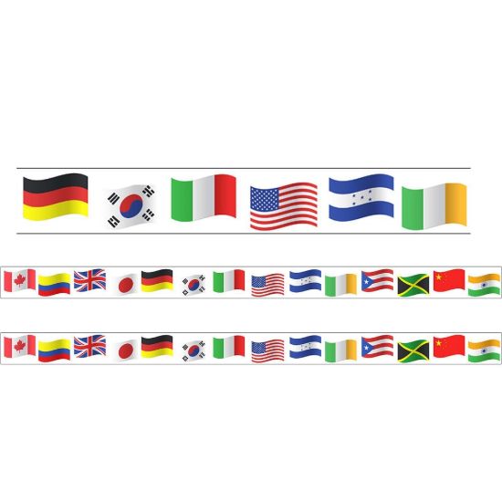 Picture of Charles Leonard Rectangle Cut Borders/Trims, World Flags, 24' Per Pack, Set Of 2 Packs