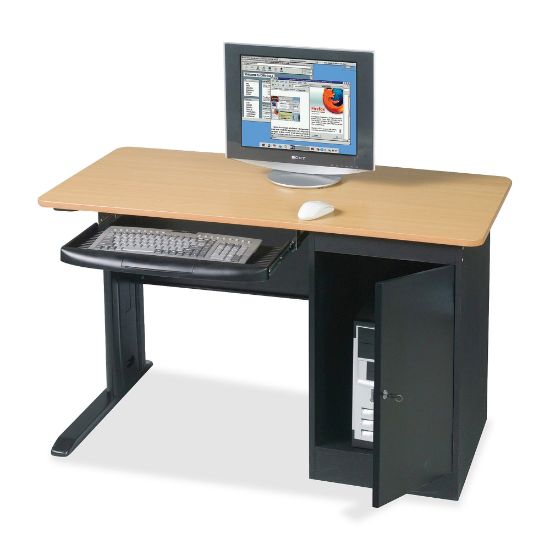 Picture of Balt Locking Computer Workstation, Black/Teak