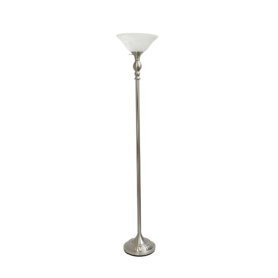 Picture of Elegant Designs 1-Light Torchiere Floor Lamp, 71inH, Brushed Nickel/White