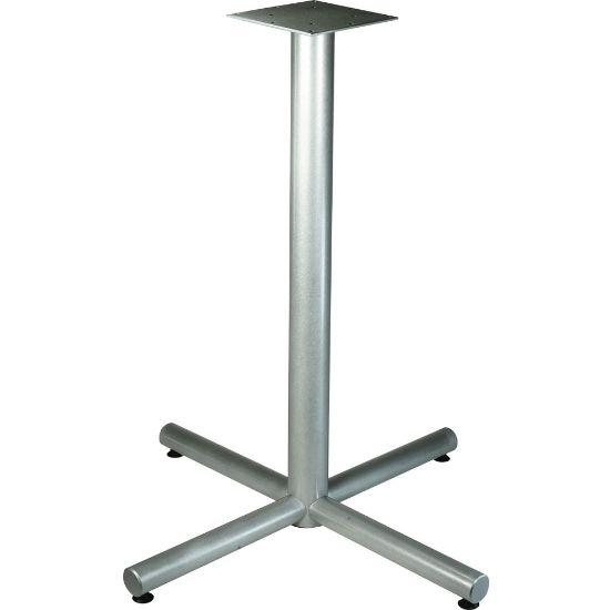 Picture of Lorell Hospitality 42in Bistro-Height Tabletop X-leg Base - Metallic Silver X-shaped Base - 40.75in Height x 36in Width - Assembly Required - 1 Each