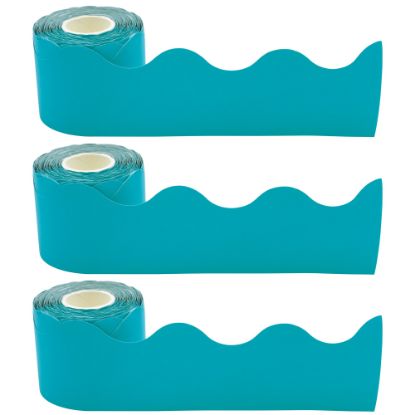 Picture of Teacher Created Resources Scalloped Border Trim, Teal, 50ft Per Roll, Pack Of 3 Rolls