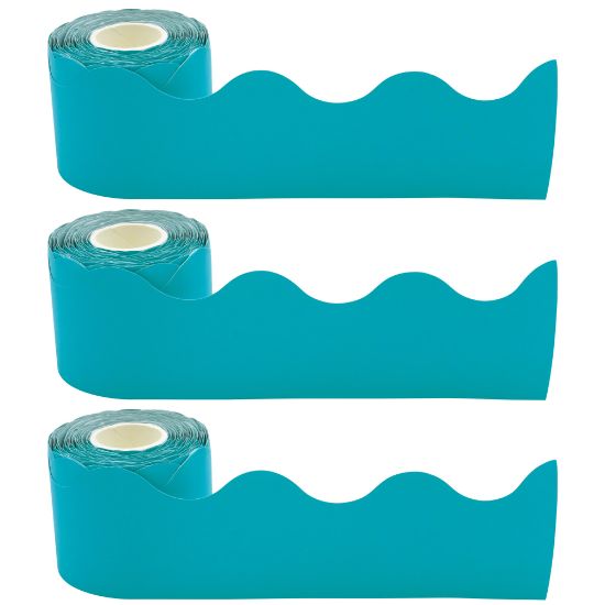 Picture of Teacher Created Resources Scalloped Border Trim, Teal, 50ft Per Roll, Pack Of 3 Rolls