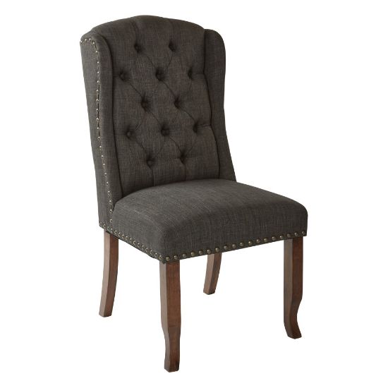 Picture of Ave Six Jessica Tufted Wing Chair, Charcoal/Coffee