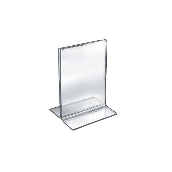 Picture of Azar Displays Double-Foot Acrylic Vertical Sign Holder, 5 1/2inW x 8 1/2inH, Clear, Pack Of 10