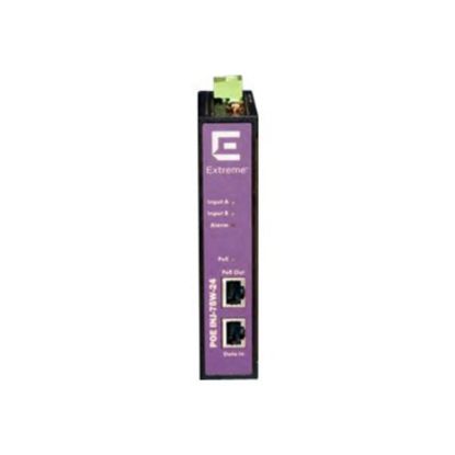 Picture of Extreme Networks ExtremeSwitching Industrial Power Over Ethernet (PoE) Injector - PoE injector (DIN rail mountable) - DC 24 V - 75 Watt - output connectors: 1