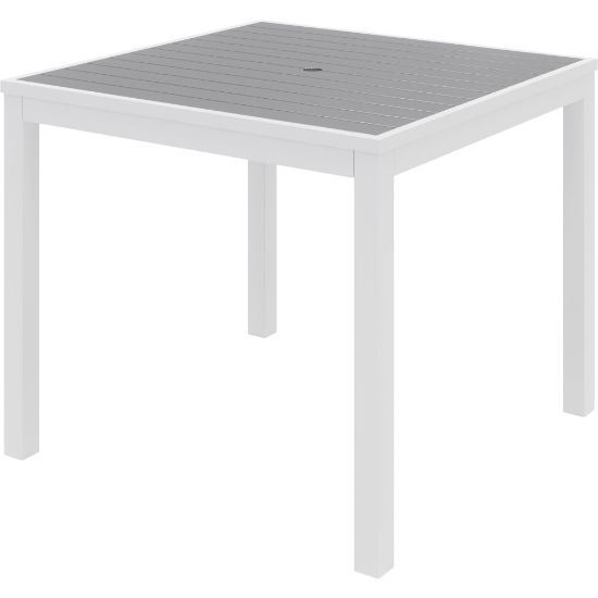 Picture of KFI Studios Eveleen Square Outdoor Patio Table, 29inH x 35inW x 35inD, White/Gray