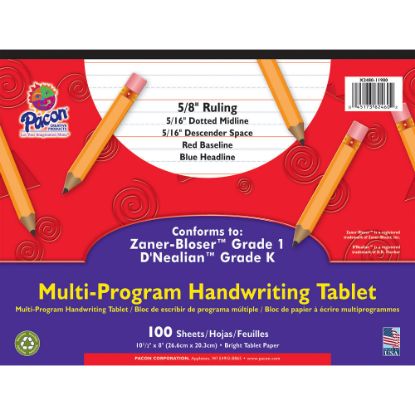 Picture of Pacon Zaner Bloser 1st Grade/d-Nealian Kindergarten Handwriting Paper, 10 1/2in x 8in, 100 Sheets