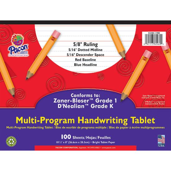 Picture of Pacon Zaner Bloser 1st Grade/d-Nealian Kindergarten Handwriting Paper, 10 1/2in x 8in, 100 Sheets