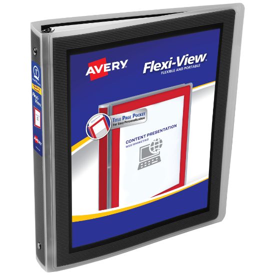 Picture of Avery Flexi-View 3 Ring Binder, 1in Round Rings, Black, 1 Binder