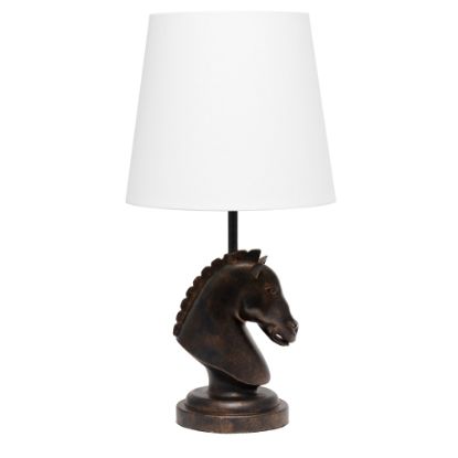 Picture of Simple Designs Decorative Chess Horse Table Lamp, 17-1/4inH, White/Dark Bronze