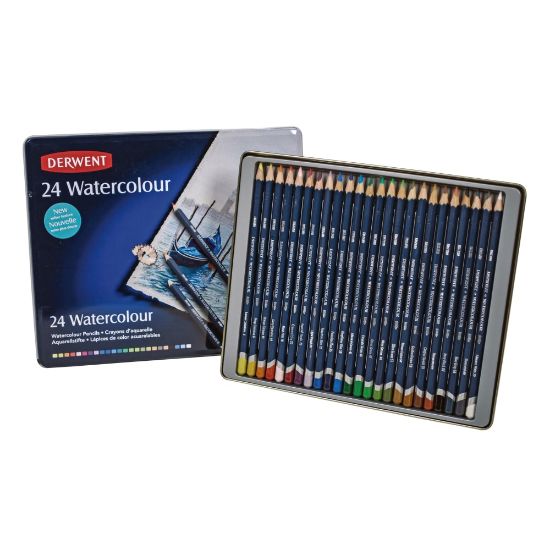 Picture of Derwent Watercolor Pencil Set With Tin, Assorted Colors, Set Of 24 Pencils