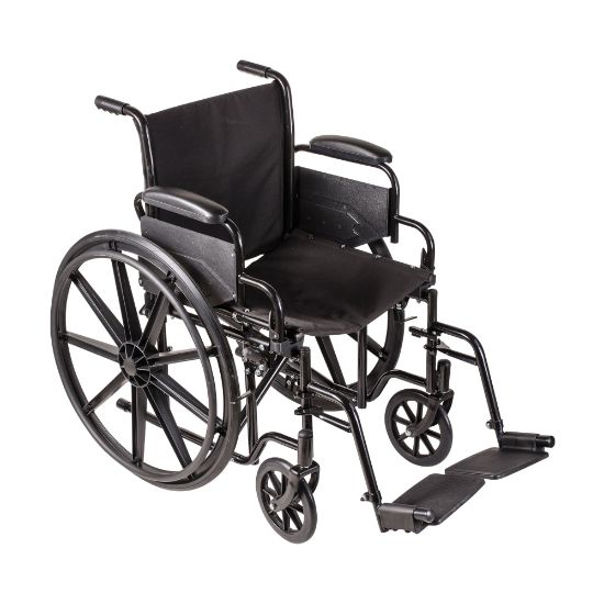 Picture of DMI Carbon-Steel Folding Wheelchair, 37inH x 26inW x 18inD, Silver/Black