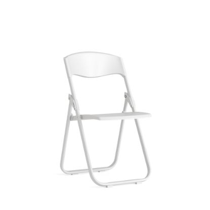 Picture of Flash Furniture HERCULES Series Plastic Folding Chair With Built-in Ganging Brackets, White