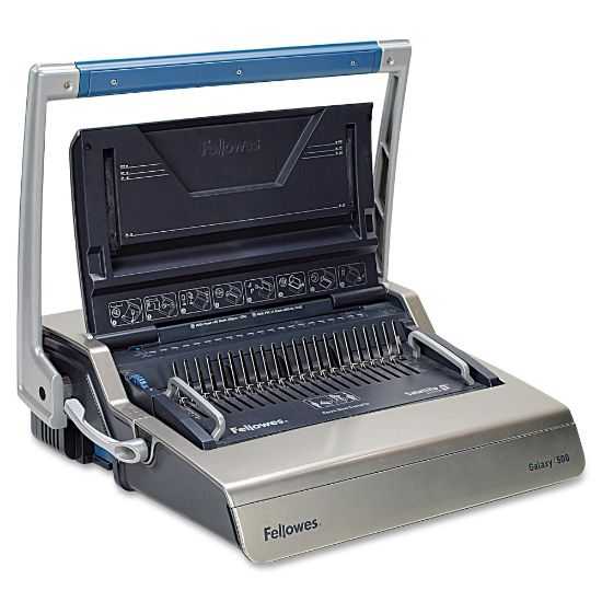 Picture of Fellowes Galaxy Comb Manual Binding Machine, Metallic Silver/Black