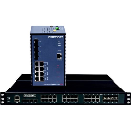 Picture of Fortinet FortiSwitch Ethernet Switch - 8 Ports - Manageable - Gigabit Ethernet - 10/100/1000Base-T, 1000Base-SX/LX, 1000Base-ZX - 3 Layer Supported - Modular - 4 SFP Slots - Optical Fiber, Twisted Pair - DIN Rail Mountable, Wall Mountable