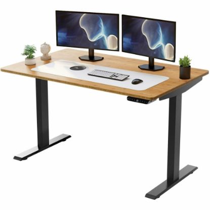 Picture of Rise Up Electric 48inW Standing Computer Desk, Natural/Silver