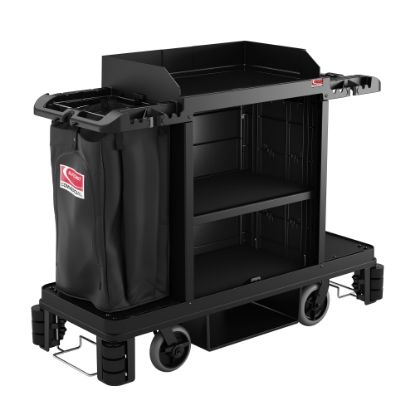 Picture of Suncast Commercial Premium Housekeeping Cart, Partially Assembled, 49-3/4inH x 24inW x 62-1/8inD, Black