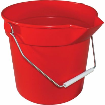 Picture of Impact 10-quart Deluxe Bucket - 2.50 gal - Handle, Spill Resistant, Embossed, Acid Resistant, Alkali Resistant, Chemical Resistant, Heavy Duty, Rugged - 10.2in x 11.1in - Polypropylene - Red - 1 Each